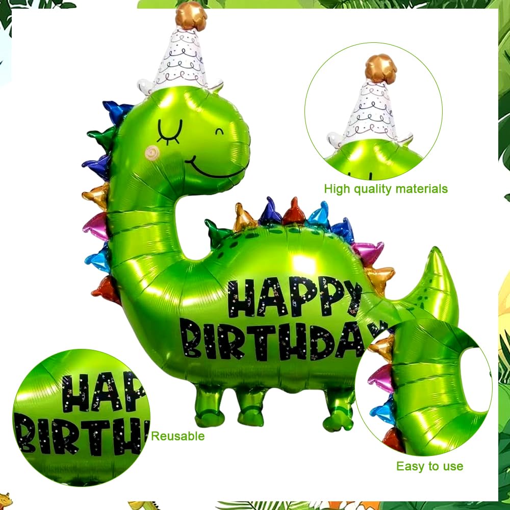 Dino Balloons, Large Green Dinosaur Balloons, 4 PCS 35 Inch Dino Balloon, for Boys Jungle Dino Theme Baby Shower Decor Supplies - Image 3