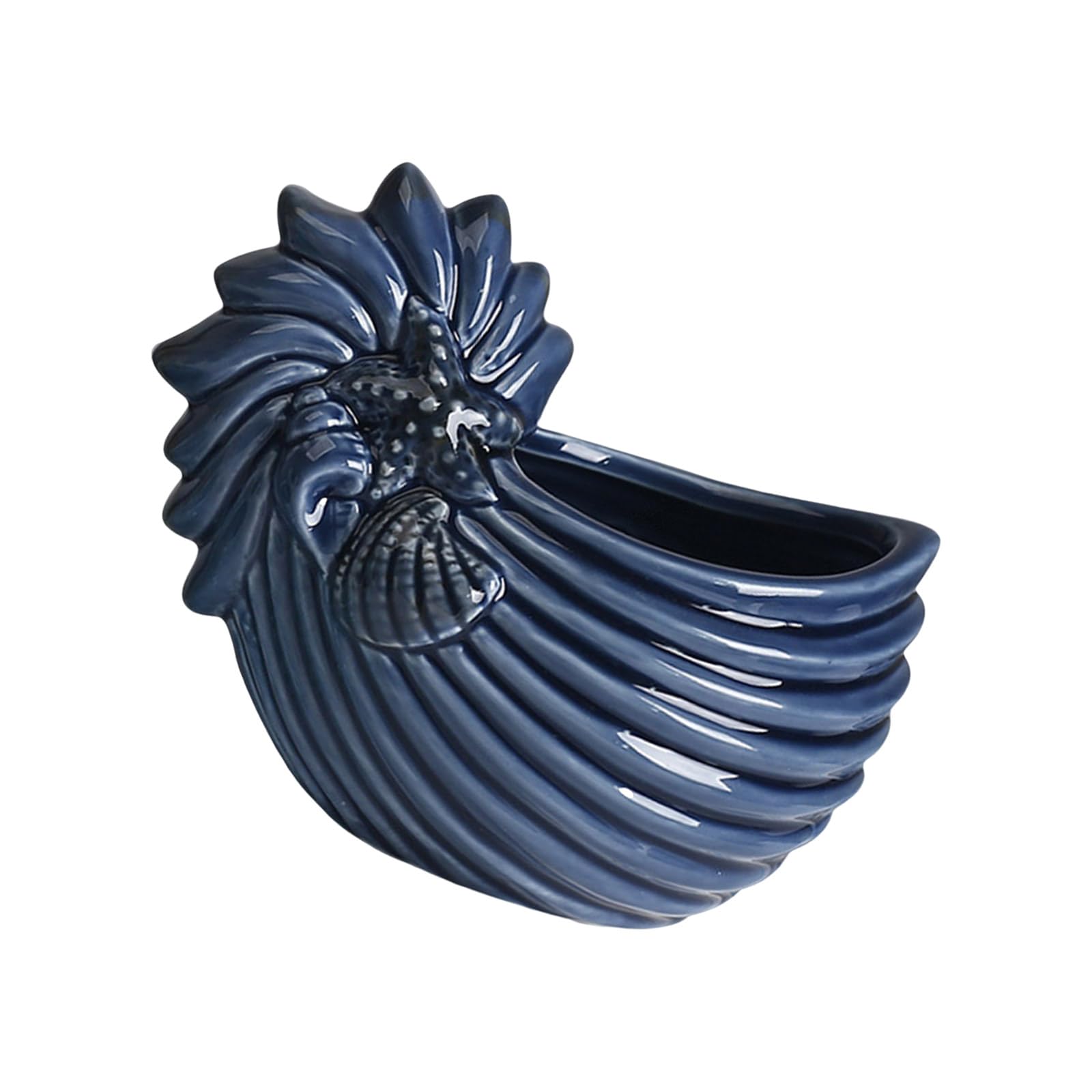 Buxuaaaa Ceramic Conch Shape Holder for Home Decors Marine Theme Succulents Pots Miniature Planter Decorative Vessel Decorative Ceramic Holder Cup