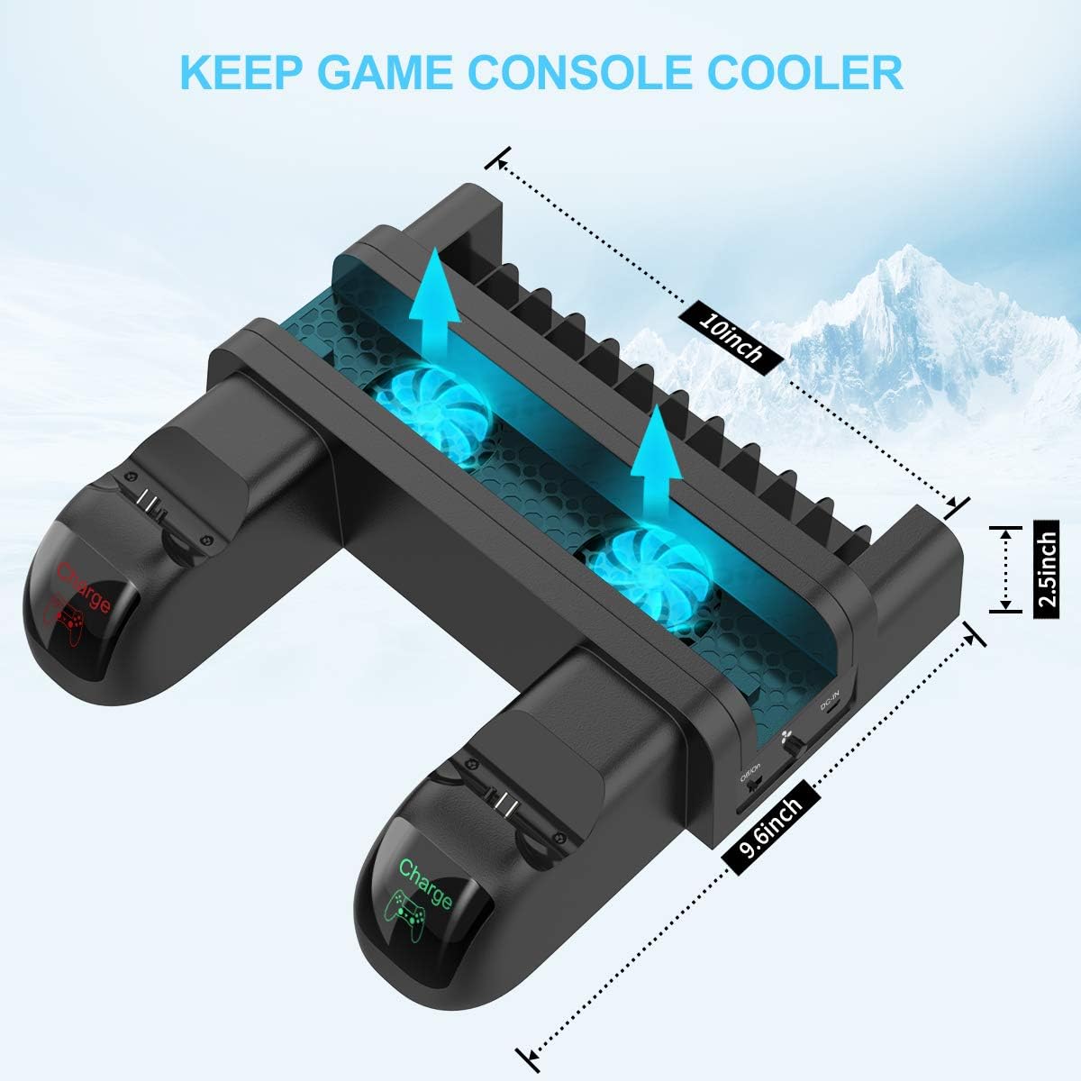 Kootek Universal Vertical Stand for Original PS4/Slim/Pro, Dual Controller Charger Cooling Fan 12 Games Storage, Charging Station with Indicators for Playstation 4 DualShock 4 Wireless Controllers