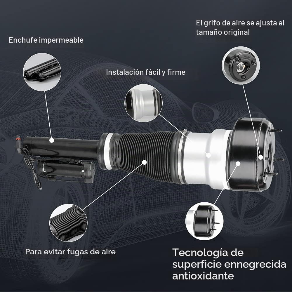 maXpeedingrods Amortiguador de Aire para Mercedes-Benz S Class W221 Saloon 2005-2013, Suspensión Delantera Neumática de Choque para Coche, Alta Sensibilidad y Estabilidad, Material de Goma y Aleación