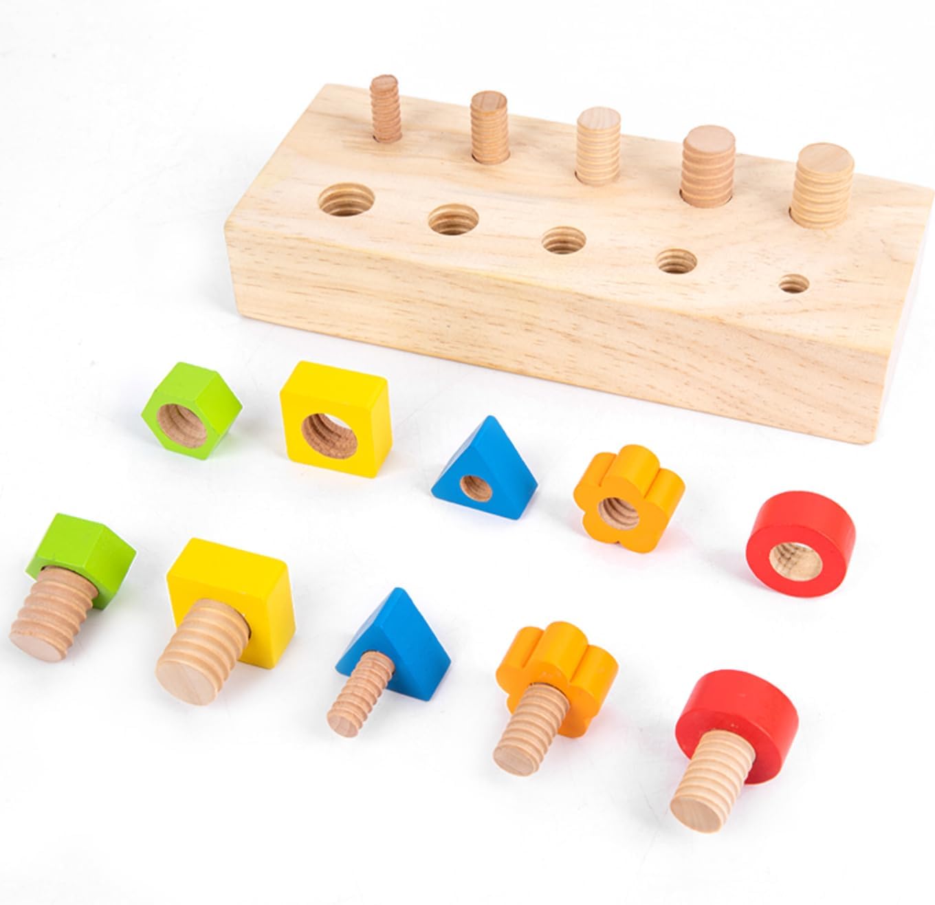 Children Nut Bolts Education Toys Montessori Color Shape Wooden Sensory Toy Kids Fine Motor Skill Screw Board Matching Cognition Game