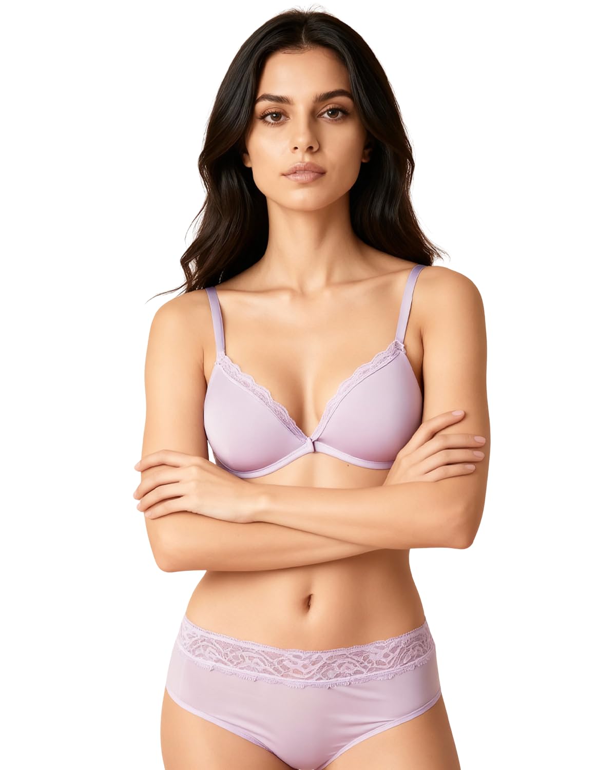 vloura Women’s Lavender Lace Lingerie Set | Soft Padded Bra with Matching Mid-Waist Panty | Elegant & Comfortable Innerwear, Honeymoon & Special Occasions-picture-21