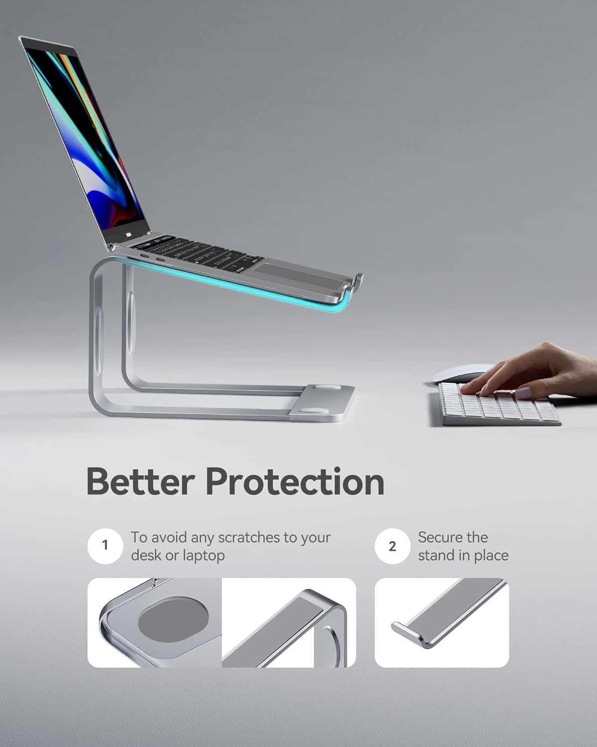 LORYERGO Laptop Stand – Ergonomic Laptop Riser Laptop Mount for Desk, Notebook Stand Compatible with Most 10-15.6” Laptops, Silver : Electronics