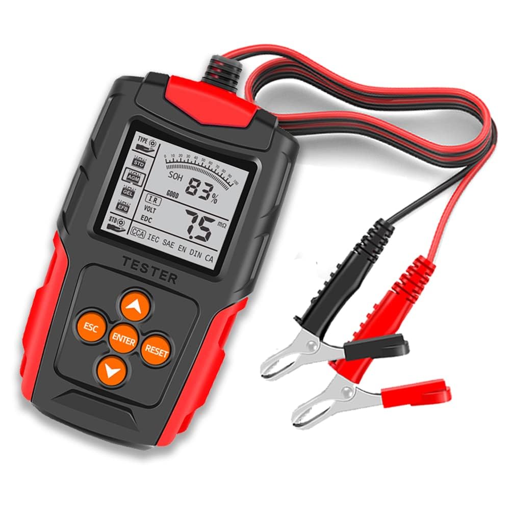 TERRIFI 12V 24V Car Battery Tester - Automotive Digital Battery Analyzer with CCA, Accurate Diagnostic Tool for Cars, Trucks, Motorcycles, ATVs, SUVs, Boats, Yachts