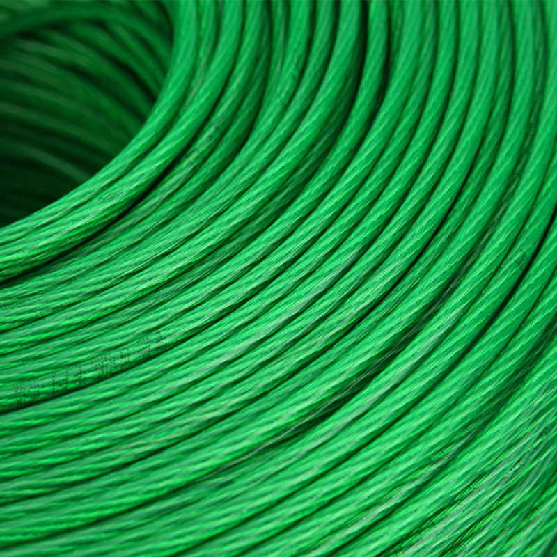 Cable Acero 100 metros de alambre acero verde CLORURO DE POLIVINILO Cable cuerda cordón flexible recubierto for tendedero en invernadero(Diameter 2mm wire)