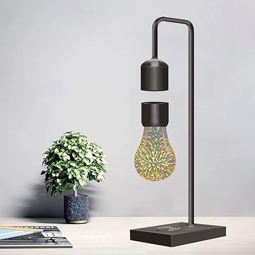 Miniatura 7 de Lámpara de bombilla levitante con cargador de teléfono inalámbrico para Apple Android magnético flotante LED 3D bombilla luz nocturna levitación