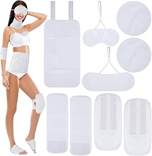 TrelaCo 9 Pcs Castor Oil Pack Reusable Castor Oil Pack Wrap Oil Resistant White Castor Oil Pack Kit Waterproof Neck Wrap for Neck Eye Breast Belly Pack Knee Pack Foot