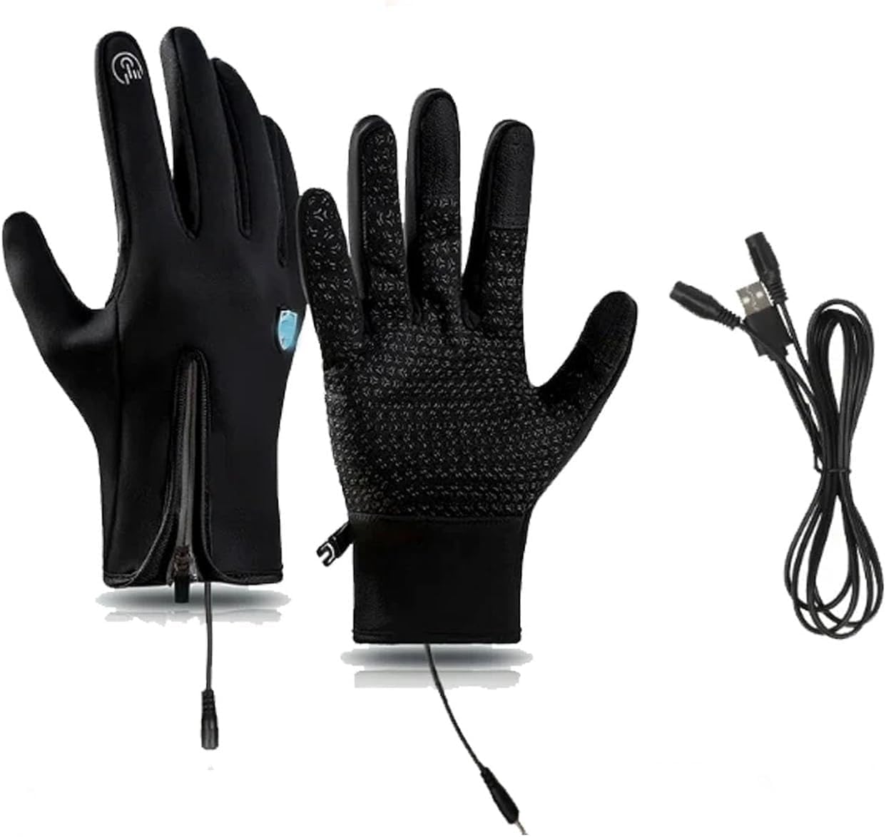 Yagerod Unisex Black Heated Hygosport Rechargeable Heated Touchscreen Gloves, Cozyseasonco Thermal Winter Glove, Winter Outdoor Sports Ski Warm Gloves (, L)