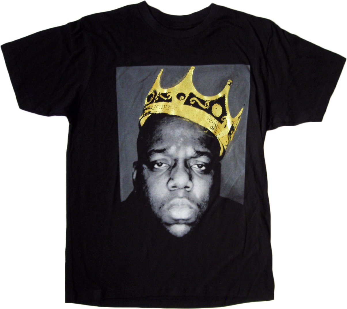 Brooklyn Mint Men's Notorious Big Biggie Gold Foil Crown Shirt, Black
