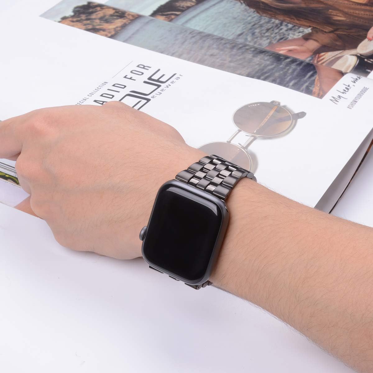 iiteeology Compatible with Apple Watch Bands 46mm/49mm/45mm/44mm/42mm/41mm/40mm, Luxury Stainless Steel Link Bracelet for Apple Watch Ultra 3/Ultra 2/Series 1-11 - 5 Beads - Image 8