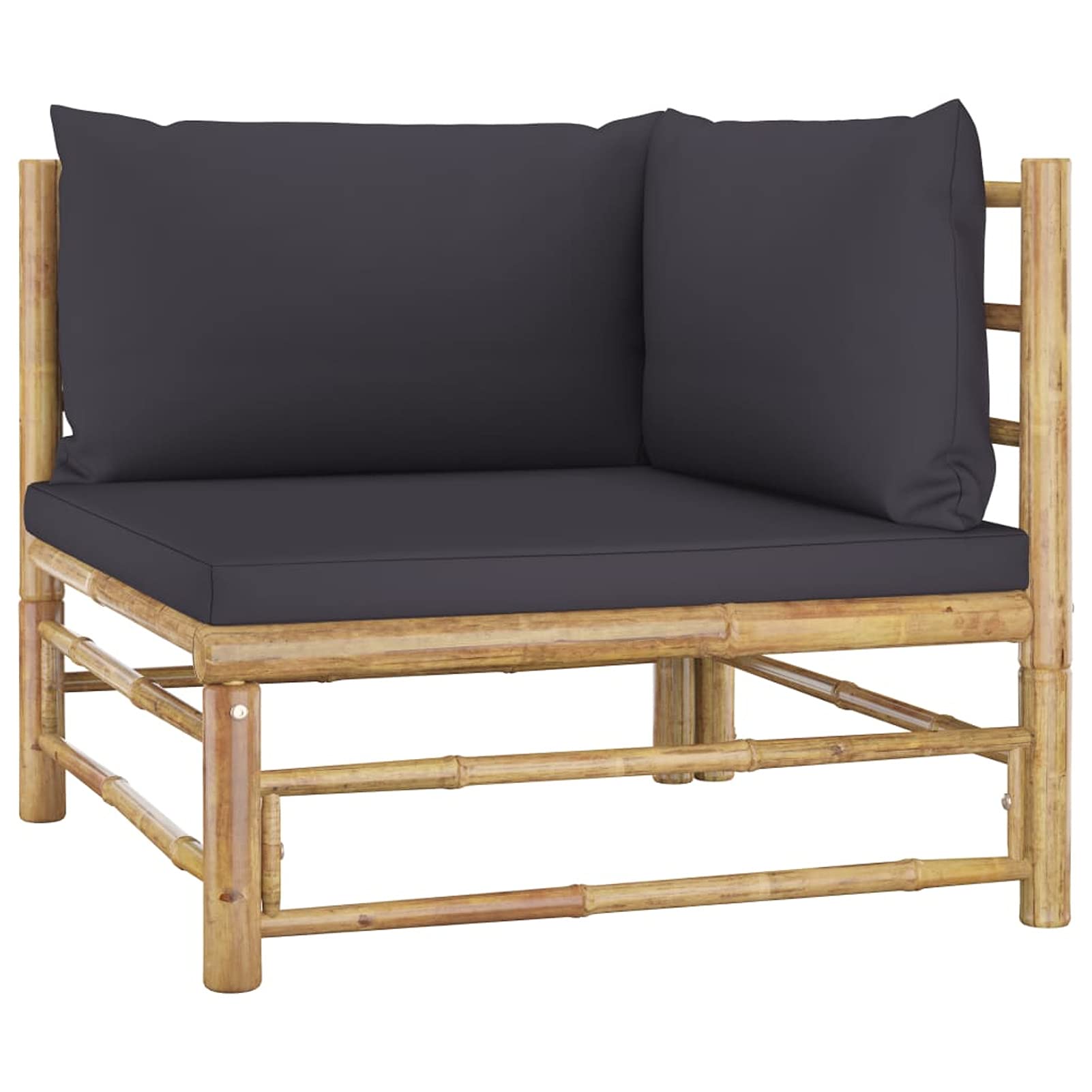 Chusui Set de Muebles de jardín 6 Piezas, Muebles Jardin Exterior, Conjunto Jardin Exterior, Set De Jardin Exterior, Conjunto Terraza Moderno, bambú y Cojines Gris Oscuro
