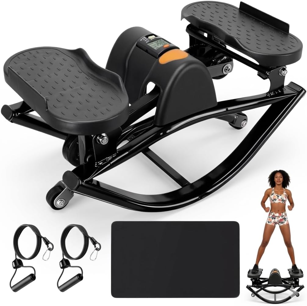 Rock Stepper, Side to Side Rocker Stepper Machine with Stainless Steel Base, Low-Impact Lateral Steppers for Home Workout and Under Desk, 245 lbs Weight Capacity
