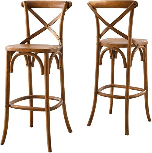 Miniatura 8 de Modway Gear X-Back Taburete de bar de madera en nogal