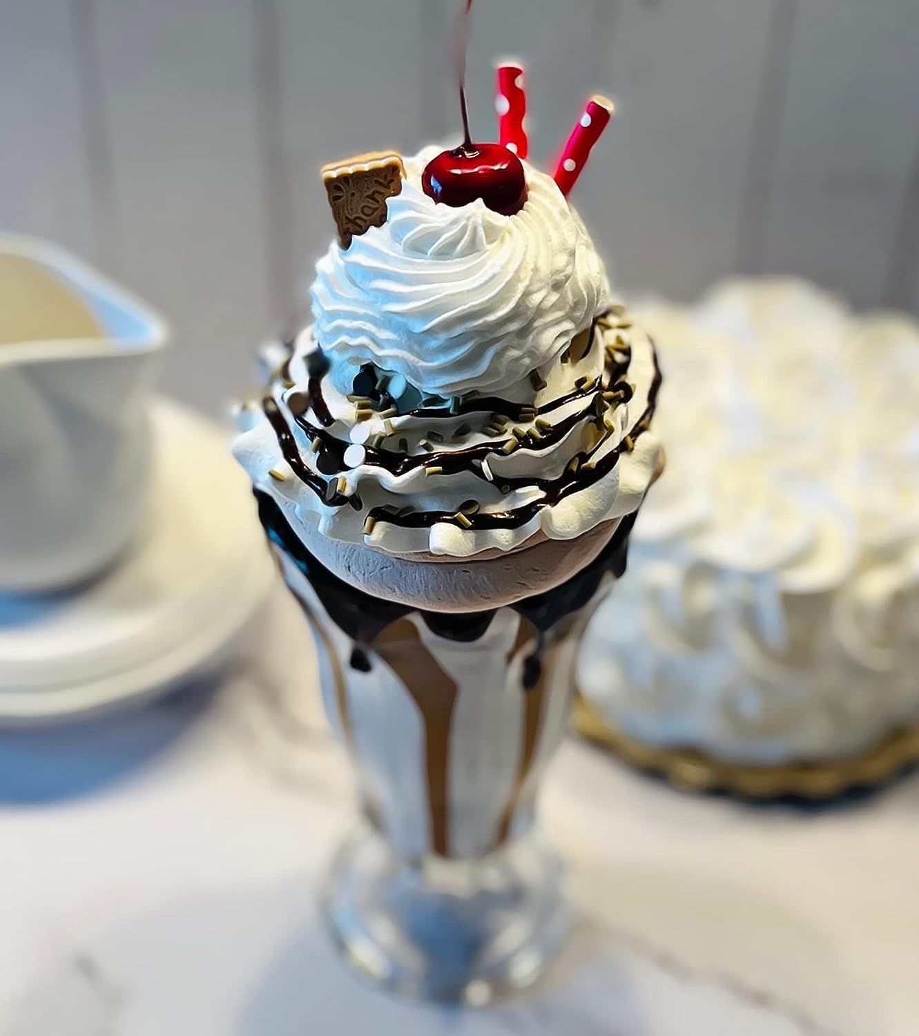 Fake Milkshake Smores CraziShake Tall Plastic Parfait Glass-Handmade by Dezicakes- Fake Food -Artificial Dessert