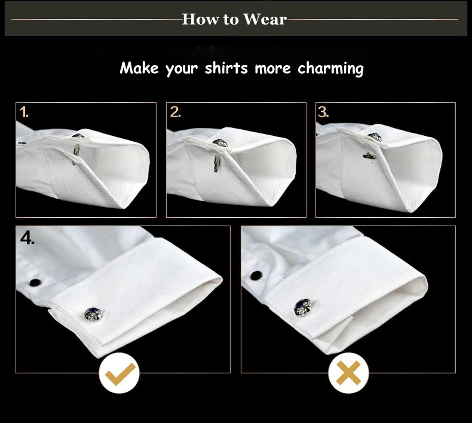 Wycian Camisa de Gemelos Hombre, Hermanos Gemelos Estrella con Cristal Cobre para Camisa Traje Boda Graduación Negocios