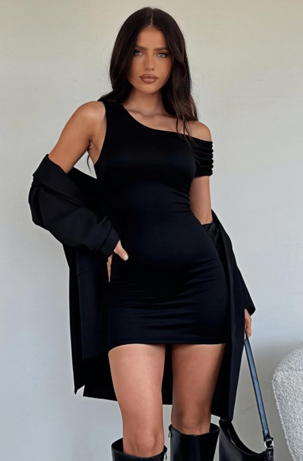 YOXUA Women's Sexy Going Out Mini Bodycon Dress Off Shoulder Sleeveless Cocktail Party Club Short Dresses - Image 2