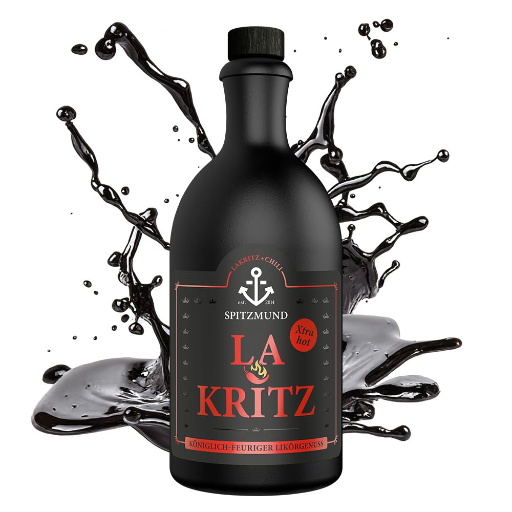 Spitzmund LA KRITZ Chili Lakritzlikör 20% vol aus Deutschland, Intensiver Lakritz Genuss ohne Farbstoffe, Gluten- und Laktosefrei, 500ml