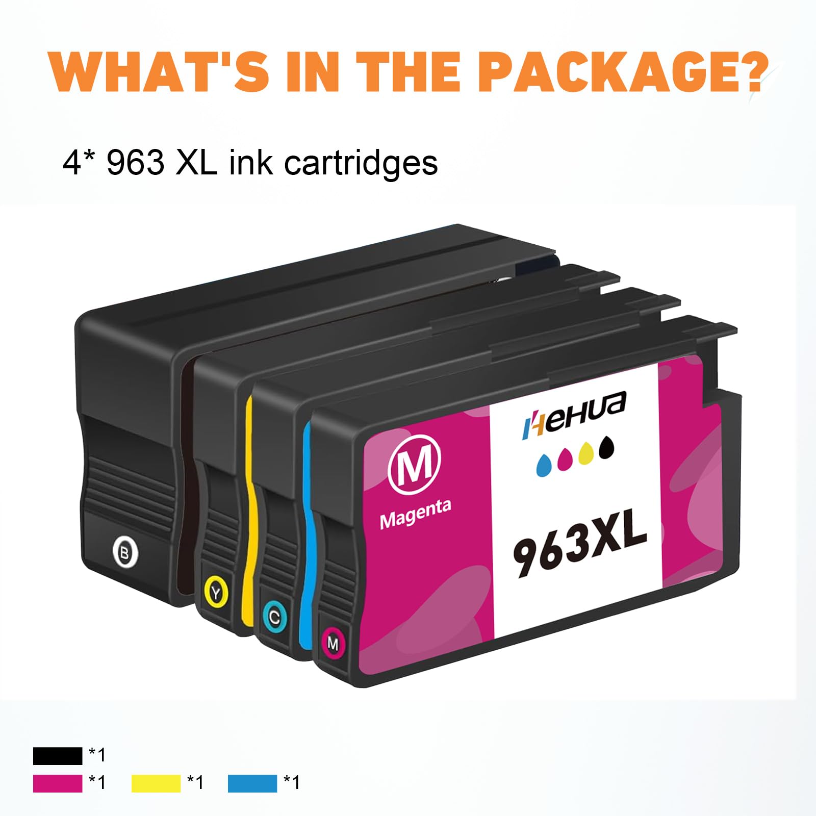 hehua 963 XL Cartucce d'inchiostro compatibili con HP 963XL per HP Officejet Pro 9010 9012 9013 9014 9015 9016 9020 9022 9023 9025 Cartucce Multipack Compatibile con HP 963 XL