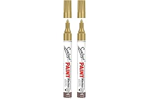 Gold Oil Based Paint Pens Set of 2 - Permanent, Quick Drying, Never Fade