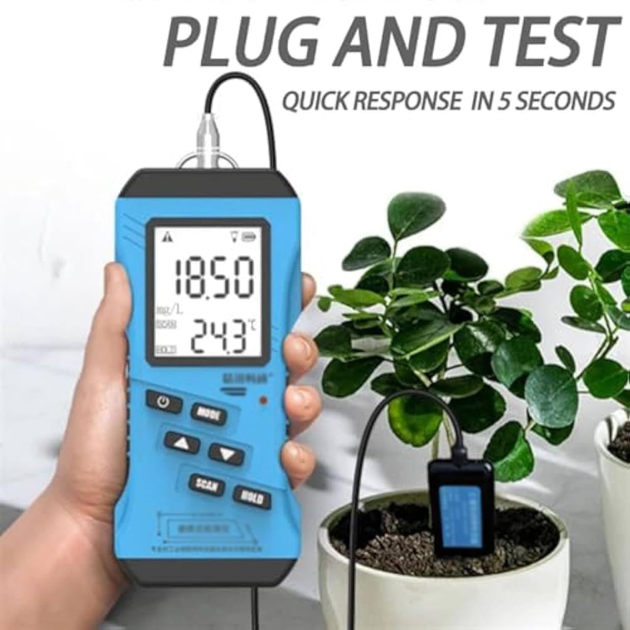 Soil Tester, Digital pH Meter for Nitrogen, Phosphorus, Potassium Testing, LCD Display, Measuring Range 0-1999mg/Kg, Easy to Use for Lawn and Outdoor Plants