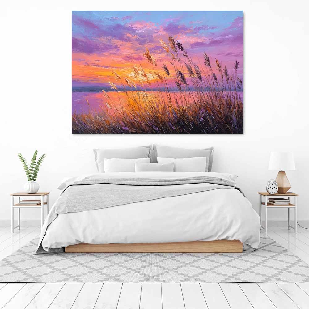ZAMAEIU Wydruk na płótnie Krajobraz Le Xia obrazy, sztuki dekoracyjne, odpowiednie do dekoracji ścian salonu, łazienki itp. (pomarańczowy75)-60x90cm oprawione