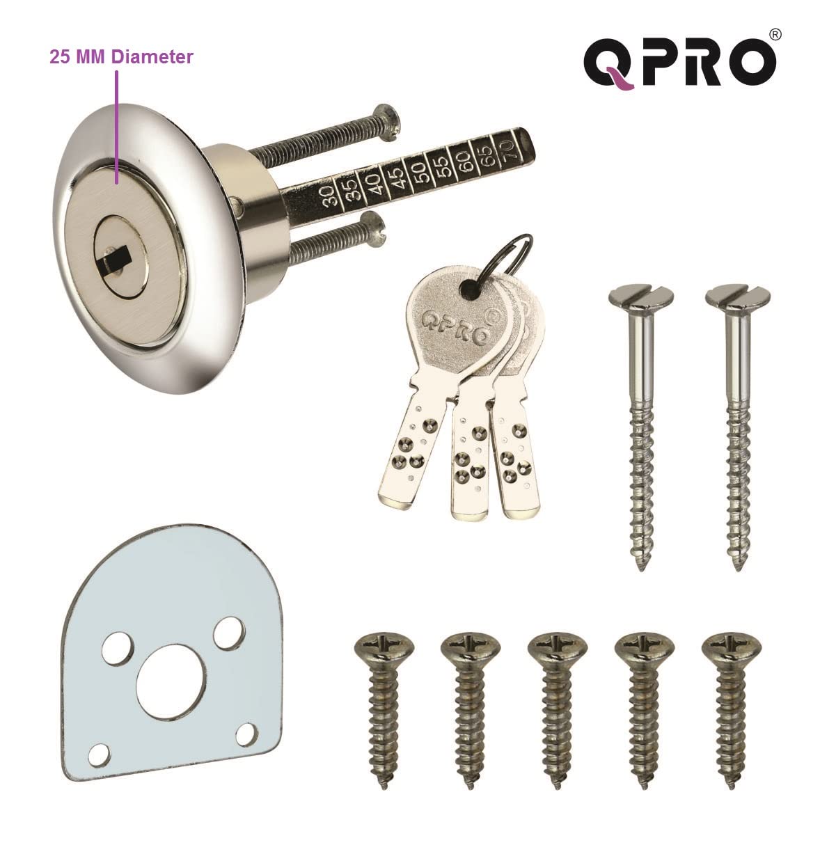 QPRO Antique Finish Main Door Lock with 4 Reversible Brass Keys Suitable for Single and Double Door (Main Door Locks, Rim Lock, Ultra Key, S/S) 1
