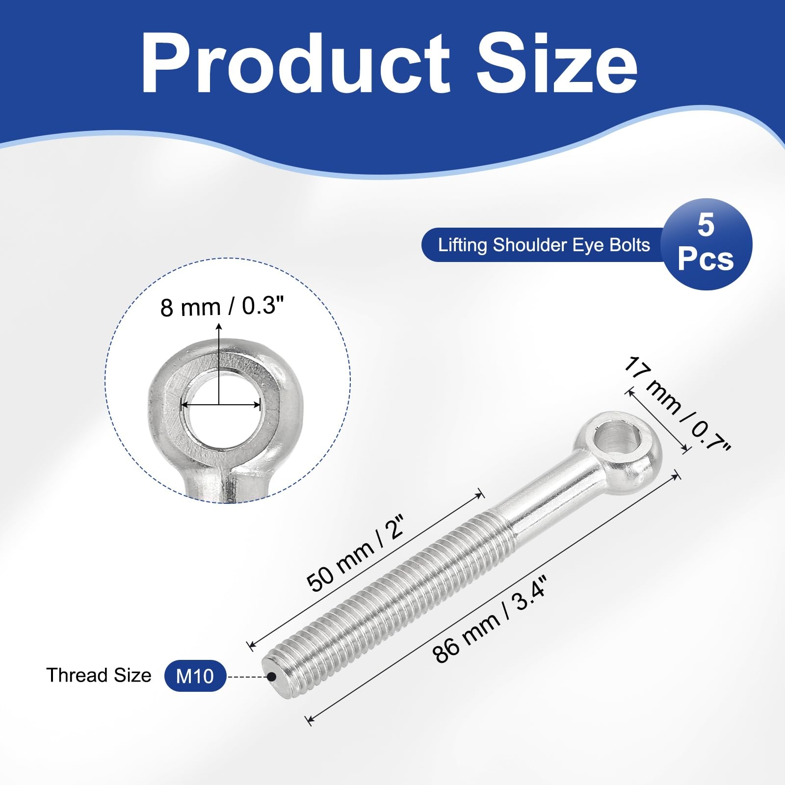 PATIKIL M10x86mm Lifting Shoulder Eye Bolts - Image 2