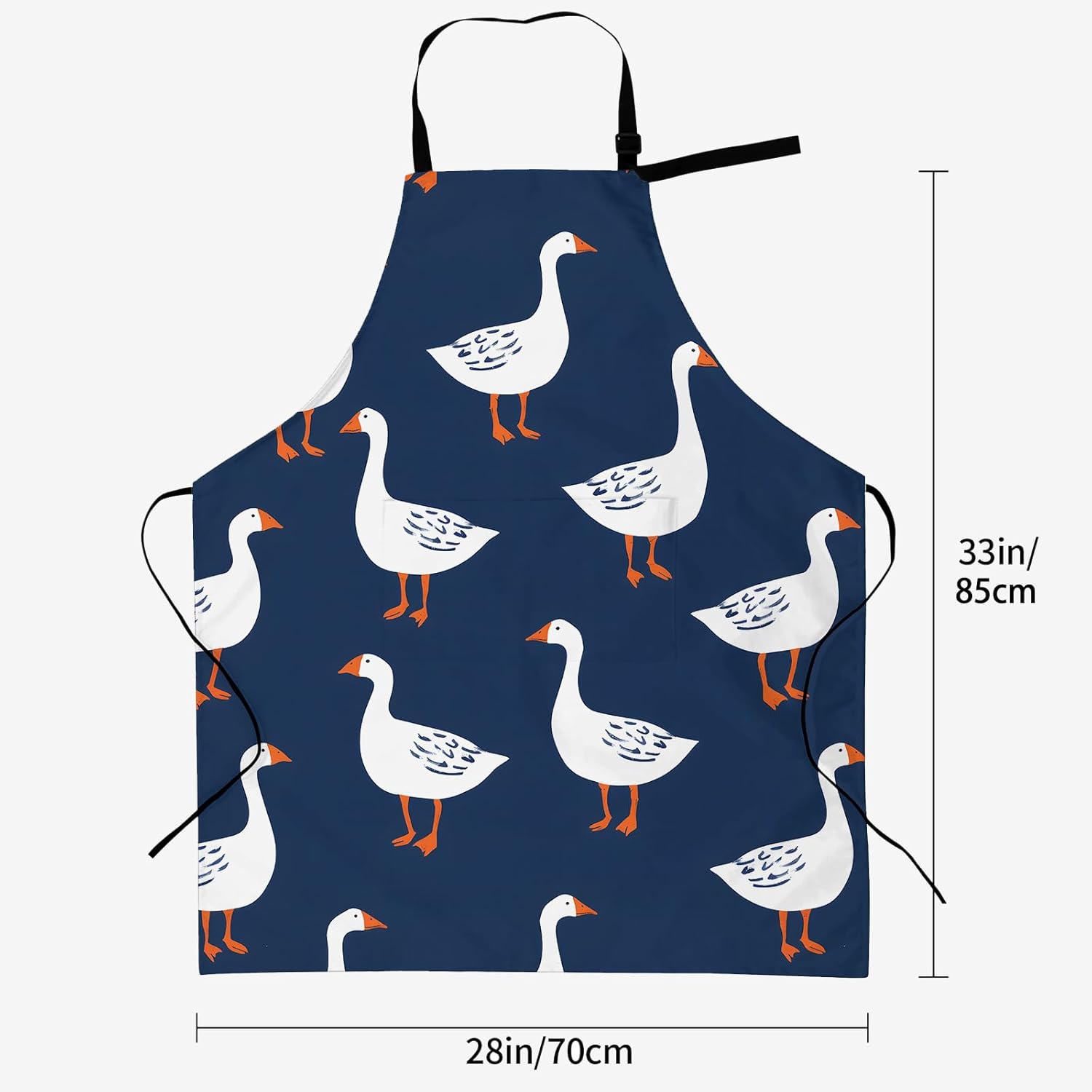 Goose Apron for Women, 28x33in, Kitchen Chef Aprons with 2 Pockets, Polyester, White Geese Animal Apron for Cooking BBQ Baking Gardening Chef, Gifts for Mom Wife Dad - Image 3
