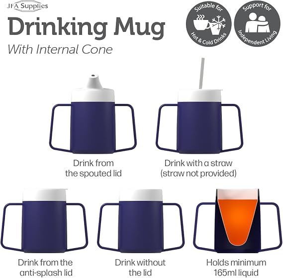 JFA Supplies 2 Handles 165ml Blue Adult Drinking Mug/Drinking Cup/Sippy Cup/Non Spill Cup