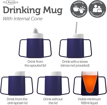 JFA Supplies 2 Handles 165ml Blue Adult Drinking Mug/Drinking Cup/Sippy Cup/Non Spill Cup
