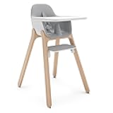 Ciro High Chair/Sleek, Easy-to-Clean Design/Perfect-Fit Tray to Bring Baby to Table/Patent-Pending Harness/Dual-Position, 180-Degree Rotating Footrest/Chloe (Grey/Rubberwood)