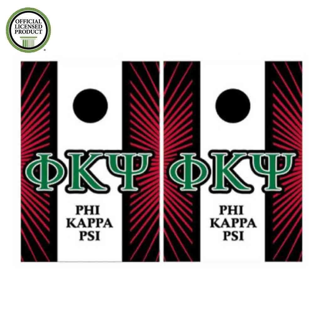 VictoryStore Cornhole Games - Phi Kappa Psi Cornhole Bag Toss Game 8 Bags Included, Officially Licensed, Great for Phi Kappa Psi Rush (Star Burst and Stripe)