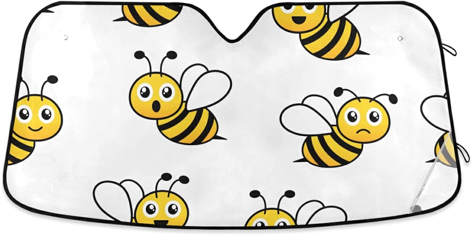 xigua Cute Bees Car Windshield Sun Shade Blocks UV Rays Sun Visor for most vehicles