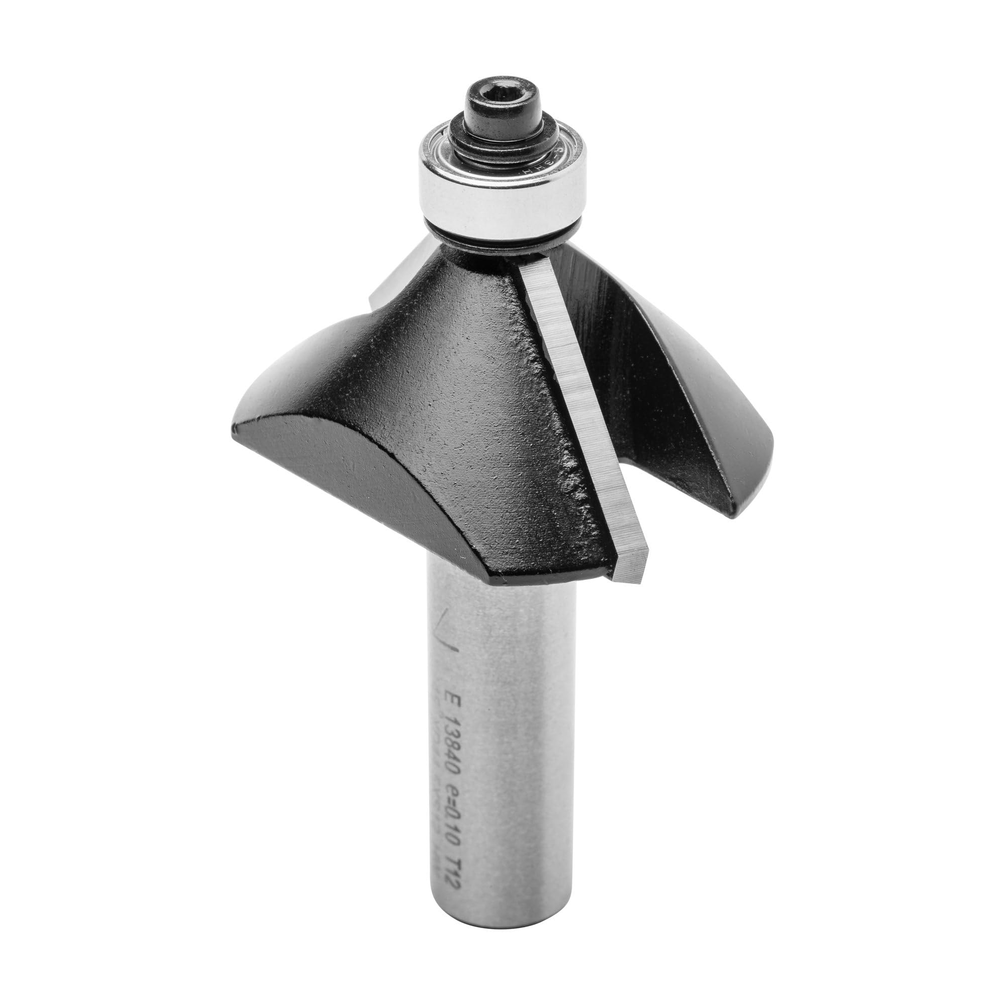 ENT 13840 Fasefräser HW, Schaft (S) 12 mm, Durchmesser (D) 44,5 mm, NL 15,9 mm, E 45°, SL 40 mm, mit Kugellager