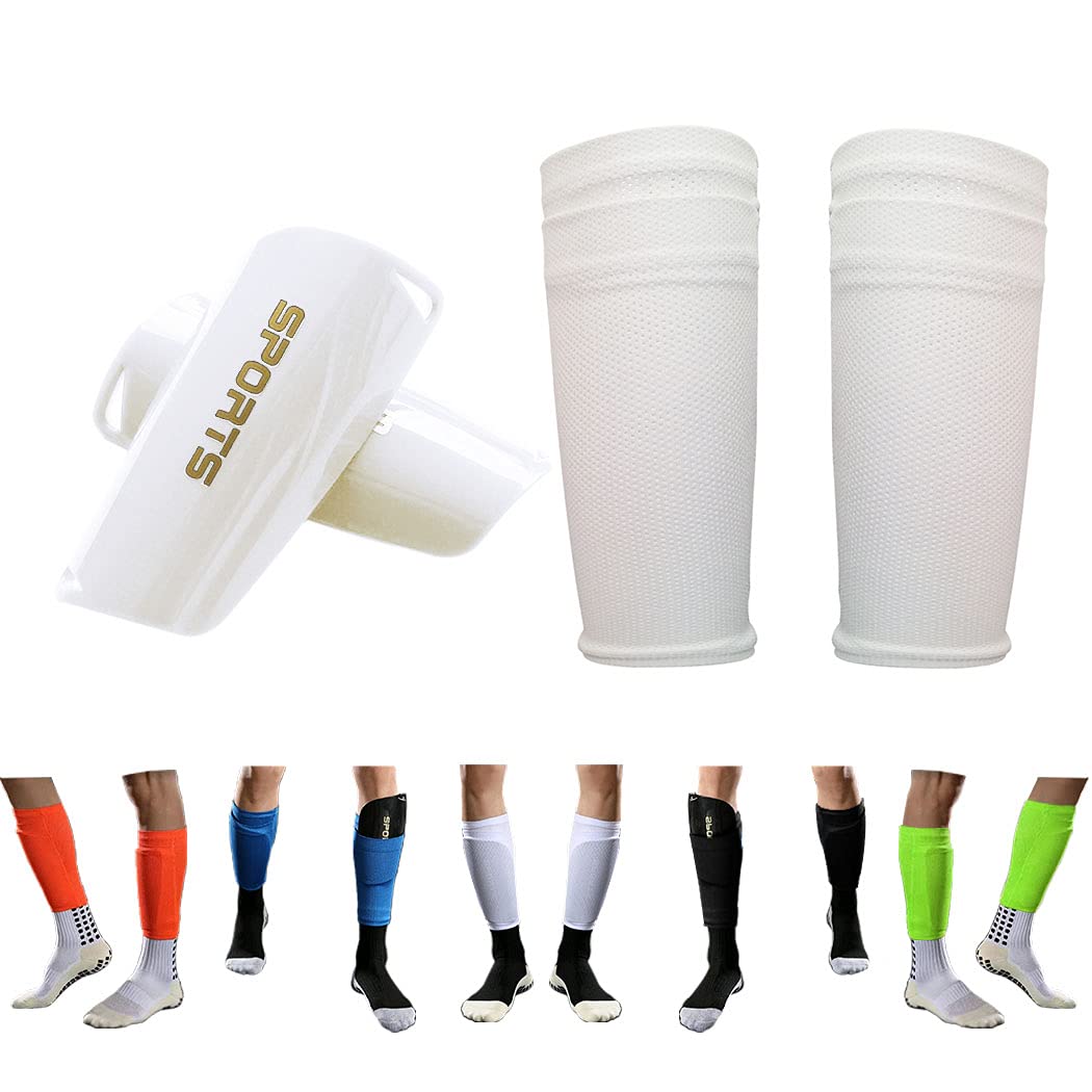 Youth Soccer Shin Guards for Kids Child with Sleeves Soccer Shin Pads and Shin Guard Sleeves Calf Sleeves Protective Gear for Boys Girls Kids Youth Teenagers Adult