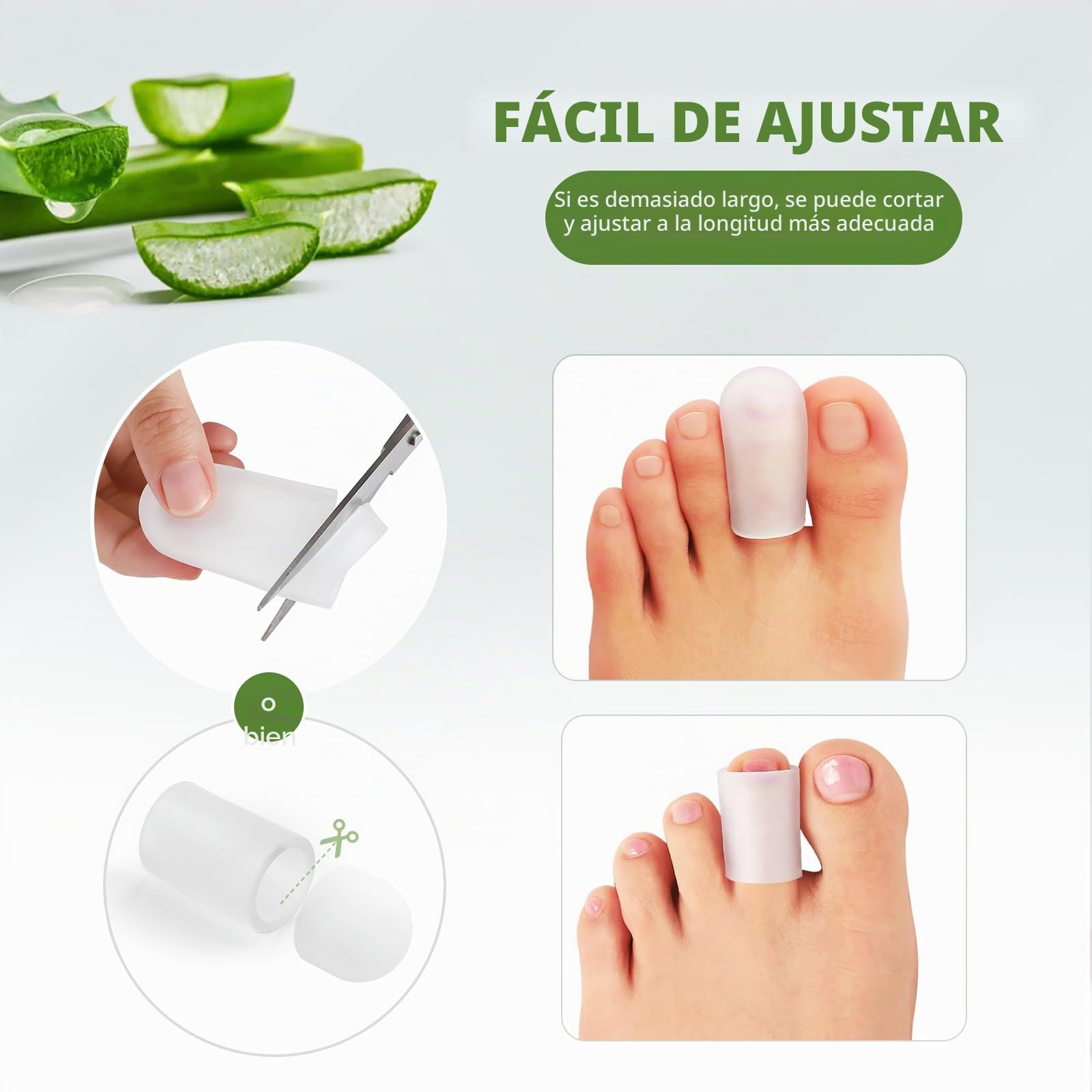 Bukihome Paquete de 12 protectores de gel con infusión de extracto de aloe vera, protectores de dedos grandes para callos, ampollas, uñas encarnadas, callos, cojines de dedos para aliviar el dolor…