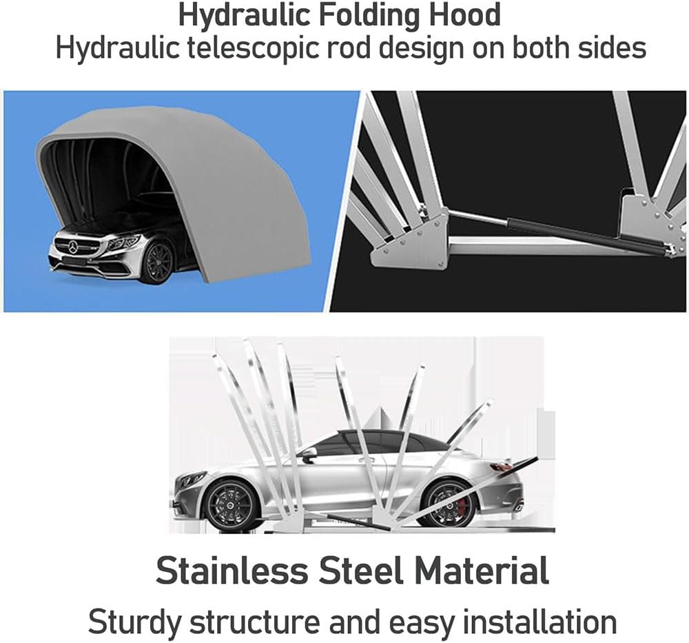 Foldable Carport, Upgraded Mobile Carport, Retractable Portable Garage, Heavy Duty Car Ten, Car Shade Shelter for Outdoor, Truck, Boat, SUV,18 * 8.2 * 7.6ft Foldable Carport, Upgraded Mobile Carport, Retractable Portable Garage, Heavy Duty Car Ten, Car Shade Shelter for Outdoor, Truck, Boat, SUV,18 * 8.2 * 7.6ft