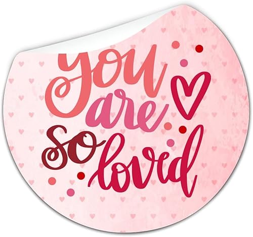 Miniatura 6 de Calcomanías redondas de 15 pulgadas con texto en inglés You are So Loved Valentines Day con citas románticas de San Valentín sellos de vinilo para