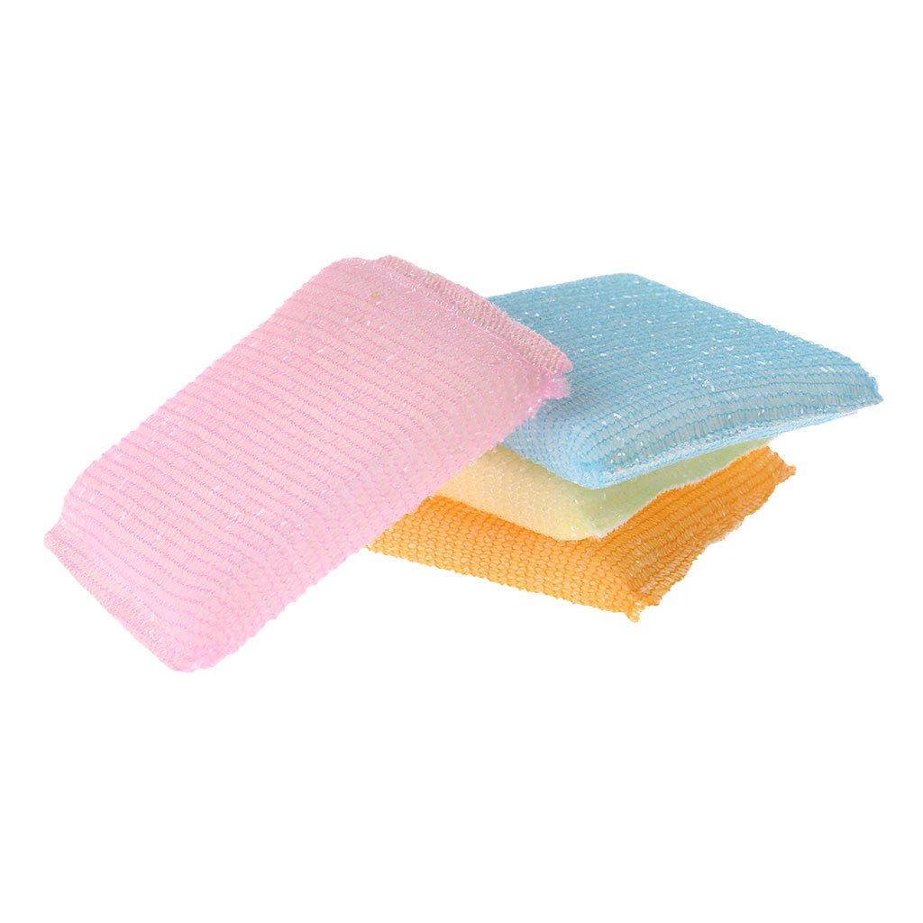 4pcs/Set Soft Sponge Scouring Pads Dish Bowl Kitchen Scrub Scrubber Pad