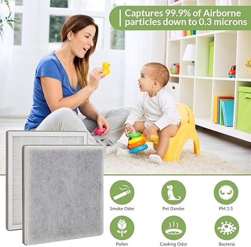 Miniatura 4 de Filtro de repuesto compatible con PureZone Pure Enrichment 3 en 1 Air High Efficiency H13 Grade True HEPA Purifier Part No PEAIRFIL 4 unidades