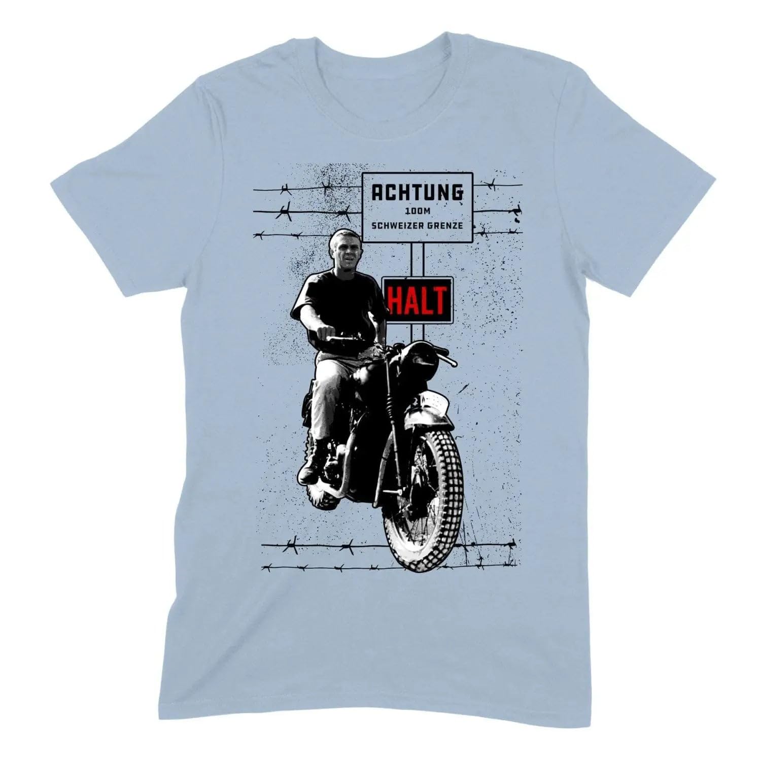 Low Frequency Clothing Men's Light Blue The Great Escape Featuring Steve Mcqueen T-Shirt Large