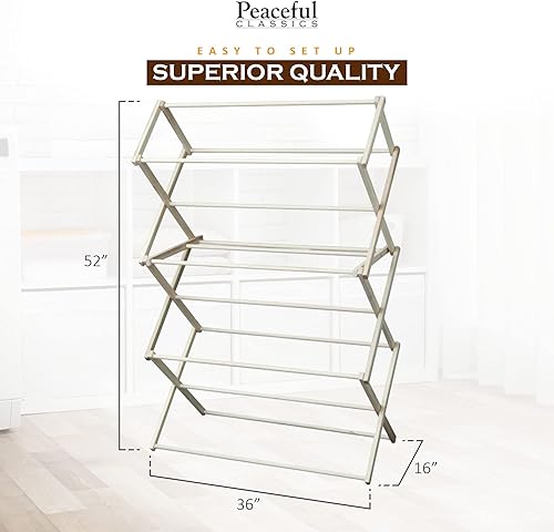 Miniatura 2 de Peaceful Classics Amish - Perchero de madera hecho a mano para secar ropa de madera tendedero plegable para toallas mantas artículos esenciales del