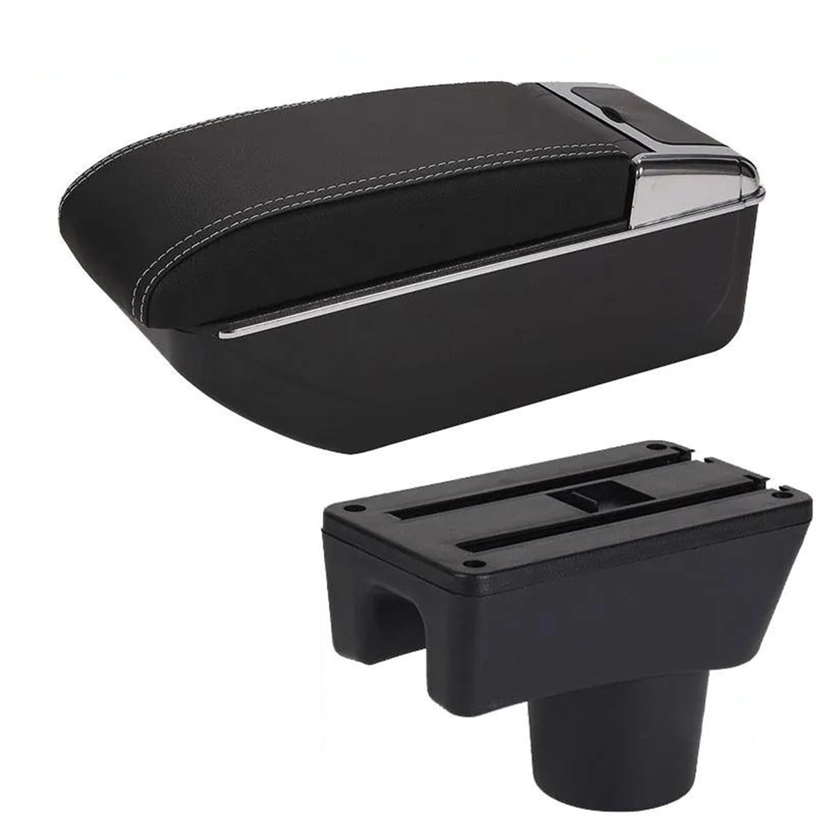 NOHEEU Car Armrest Box Retrofit Parts Accessorie Storage For Attrage For Mirage(D3 Black white NoUSB)