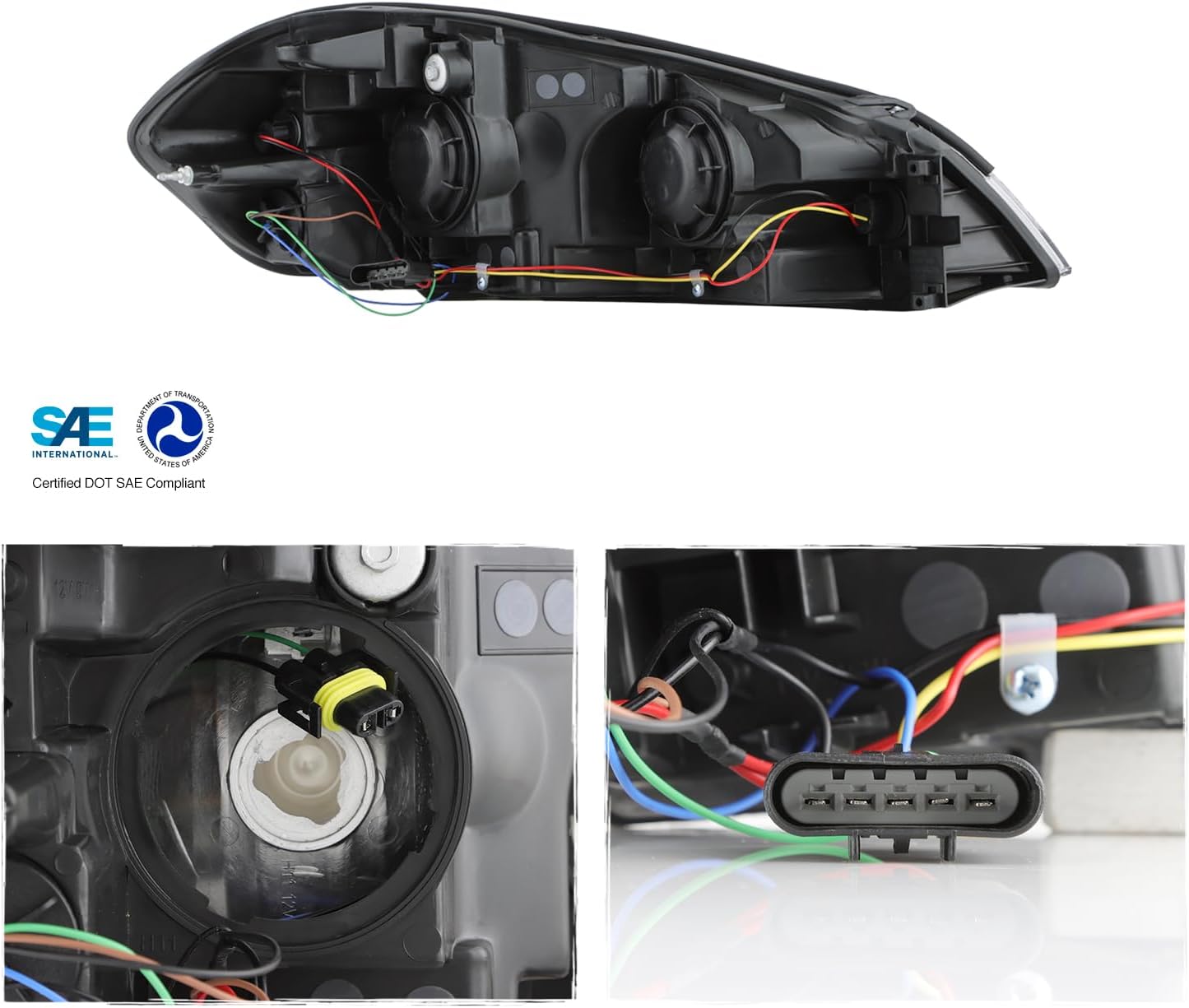 AKKON - Fits 2006-2013 Chevy Impala 14-16 Impala Limited 06-07 Monte Carlo Headlights Pair LH+RH w/LED Tube DRL Running