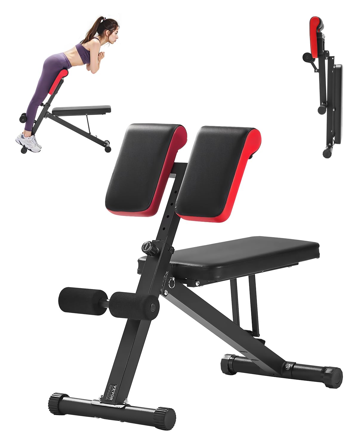 VEVOR Panca Multifunzionale per Allenamento Completo del Corpo, Panca per Iperestensione con Sedia Romana, 150 kg per Allenamento di Addominali e Core di Schiena e Braccia, per Palestra Domestica