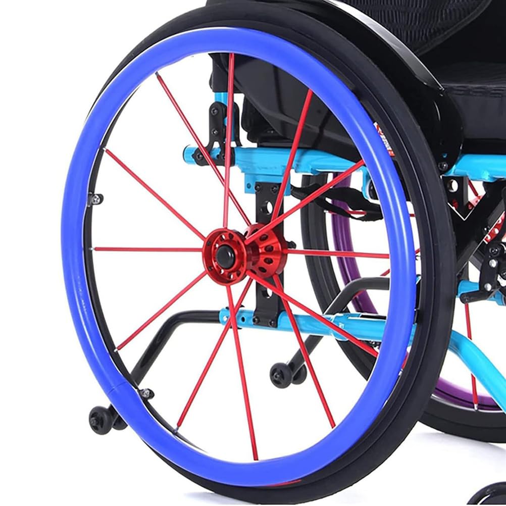 1 Paar 22/24 Zoll Rollstuhl-Schiebefelgenabdeckungen, rutschfeste Silikon Rollstuhl-Greifrandabdeckungen, Verschleißfeste Schutzhülle Für Handschieberinge,Blau,24inch