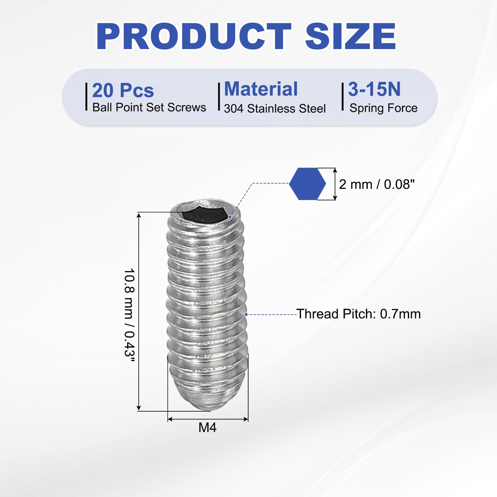PATIKIL M4x10mm Ball Point Set Screws - Image 2