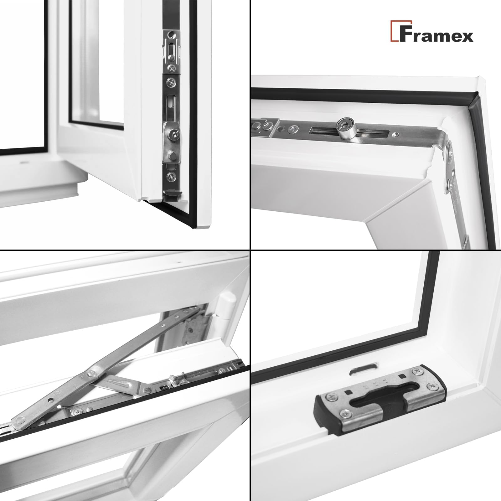 Finestra per cantina Finestra in plastica Bianco Larghezza x Altezza 80 x 80 cm (800 x 800 mm) 2-vetri (32 mm) girevole e ribaltabile DIN sinistra 4-camere Profilo 58 mm incluso maniglia