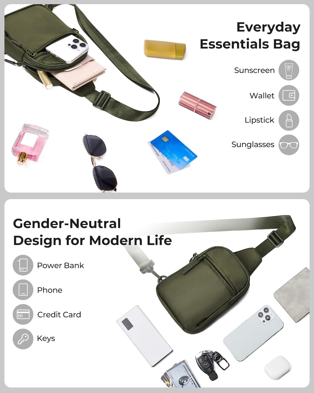 CHOLISS Small Sling Bag for Women and Men, Crossbody Bags Trendy Fanny Packs Chest Bag with Extended Strap - Image 3