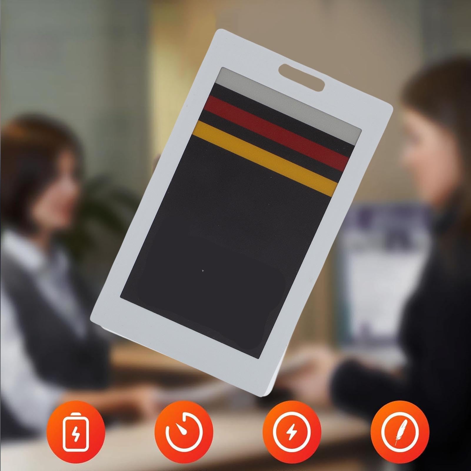 Fockety E-Ink-Smart-Badges, 3,7 Zoll NFC-E-Paper, bearbeitbarer E-Ink-Smart-Badges-Halter, wiederaufladbares Namensschild, Ausweishalter mit Umhängeband für Mitarbeiter, Studenten